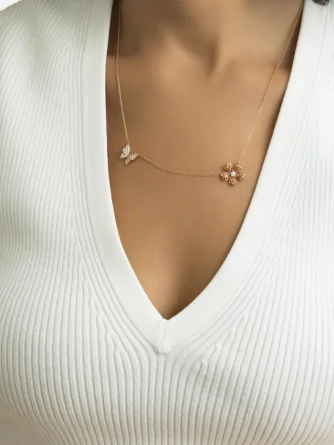 Lisa Nik 18K rose gold sapphire charm necklace Gold OSFLCHRD32X
