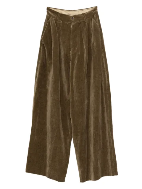 Uma Wang button-fastening pleated trousers Brown UW30300707
