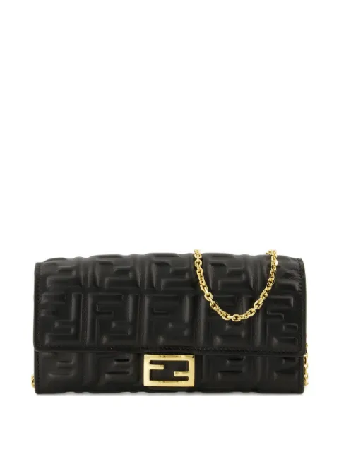 FENDI Baguette embossed clutch bag Black 8M0365AAJD
