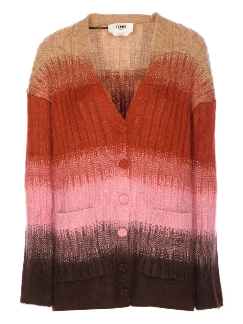 FENDI gradient-effect ribbed cardigan Brown FZE540AYLT