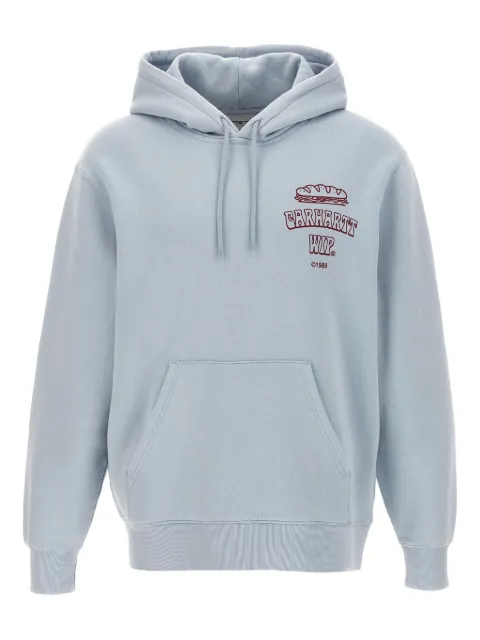 Carhartt WIP logo-lettering long-sleeve hoodie Blue I03527736BXX