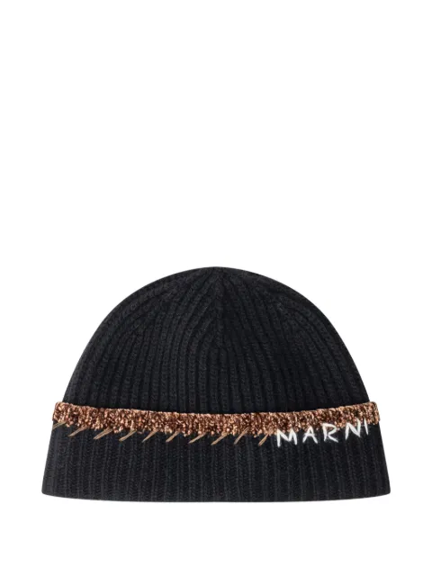 Marni ribbed trim beanie Black CLZC0177Q0UFH553