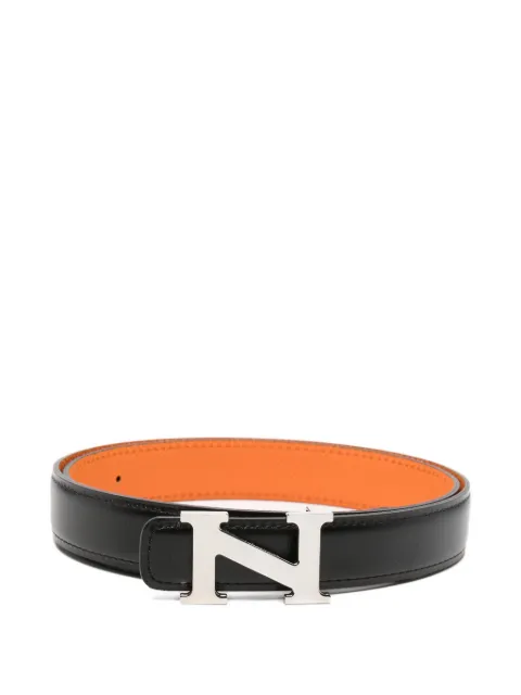 Neighborhood logo-detail leather belt Black 261PKNHAC02