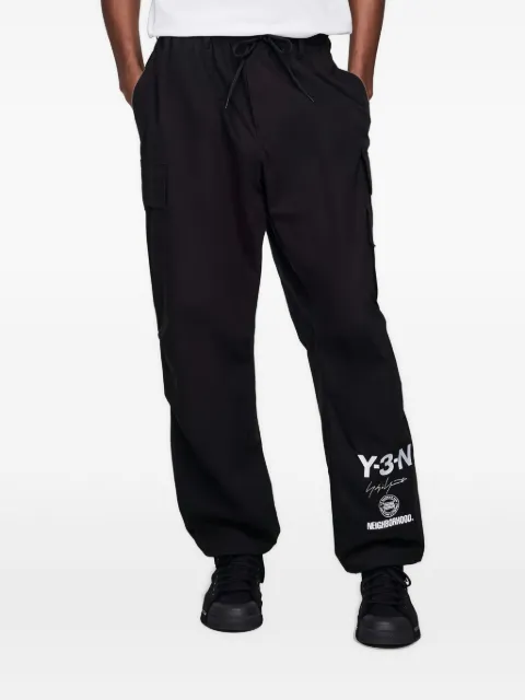 Y-3 x Neighborhood logo-print cargo-pocket trousers Black JW7003