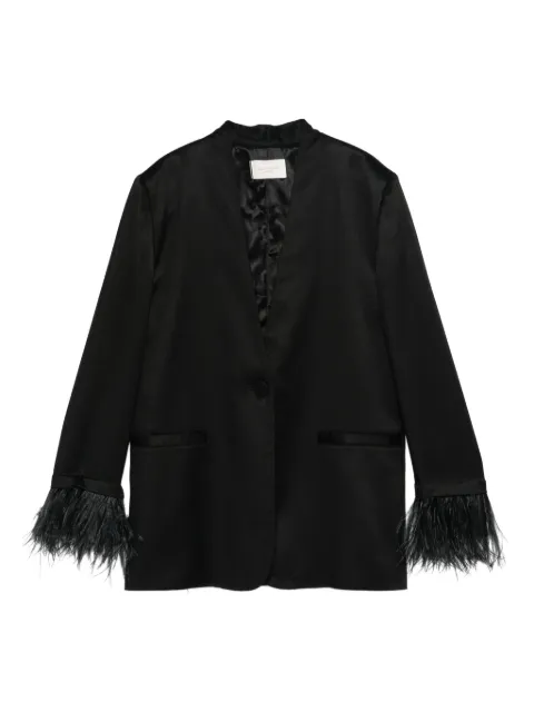 Montedoro feather-trim pocket blazer Black 6B1030N1259