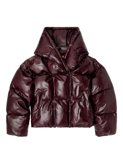 Diesel burgundy hooded puffer jacket in coated fabric Purple P017020SPFE