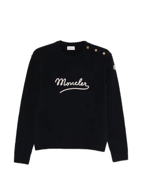 Moncler button crew-neck sweater Blue L10939C00010M9202