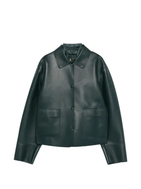 Moncler Haricot 3-in-1 leather shirt jacket Green L10931A00146M9365