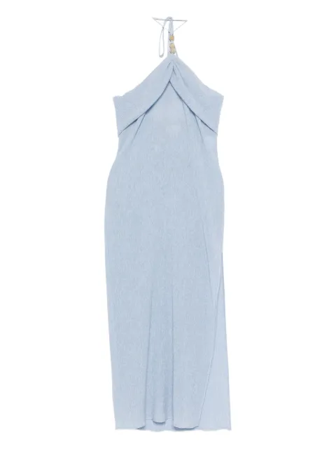 Magda Butrym halterneck draped midi dress Blue 217426
