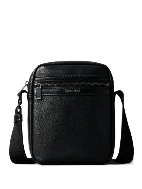 Calvin Klein logo-printed zip shoulder bag Black LV04D3264GUB1