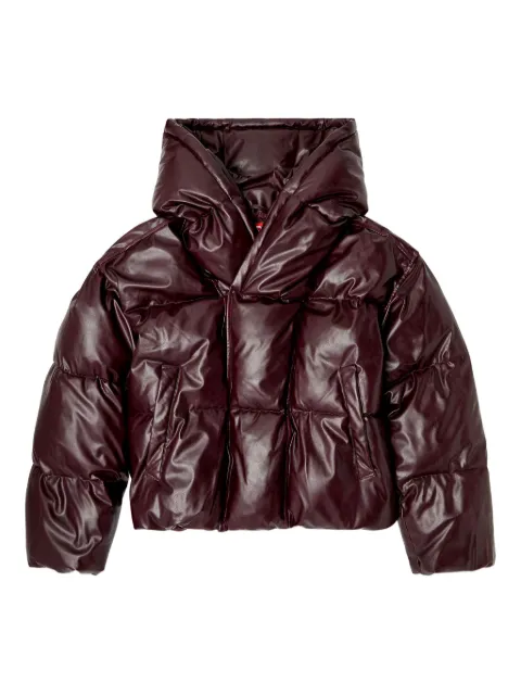 Diesel hooded puffer jacket in burgundy Purple P017030SPFE