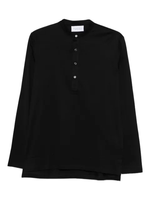 Tokyo buttoned long-sleeved polo shirt Black SERAFINONERO