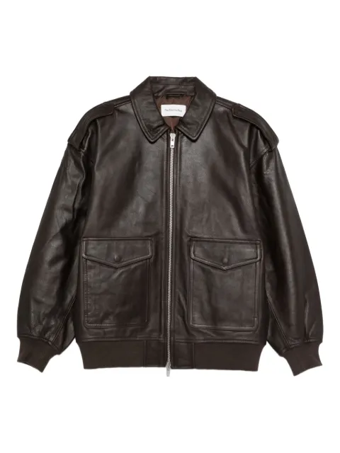 The Frankie Shop zip-fastening leather jacket Brown JAFS18397200