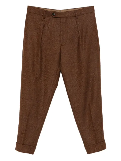 Berwich Chiaia pleated cuffed trousers Brown CHIAIAAM1513