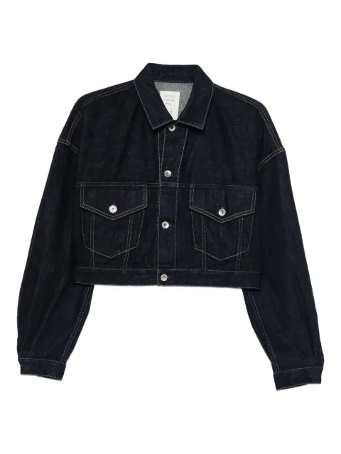 Kuro Selvedge cropped buttoned trucker jacket Blue 964177