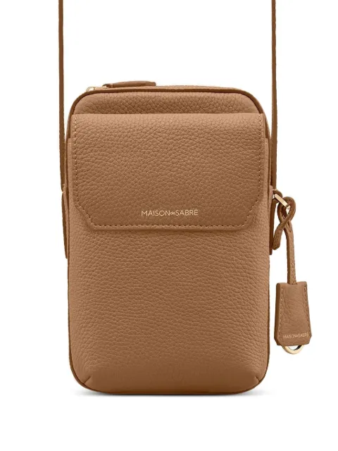 MAISON de SABRÉ Leather Zip Phone Pouch Brown ZIPO
