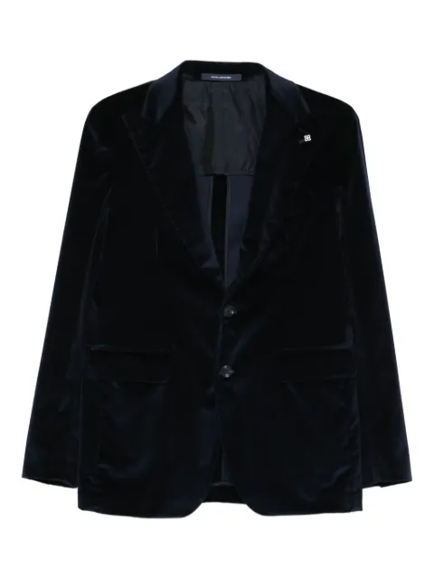 Tagliatore single-breasted velvet-texture cotton blazer Blue 1SVS26B800020