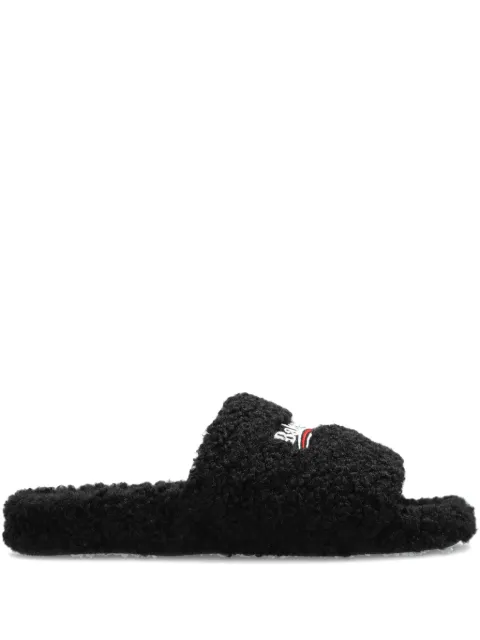Balenciaga logo-embroidered slides Black 654261W14C2