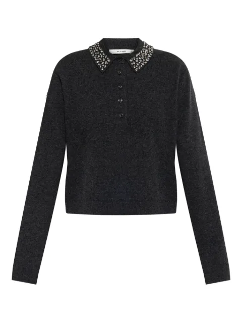 Gestuz embellished-collar knitted top Grey 10910778