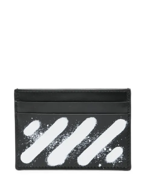 Off-White Diagonal spray stripe cardholder Black OMND079F25LEA0021001