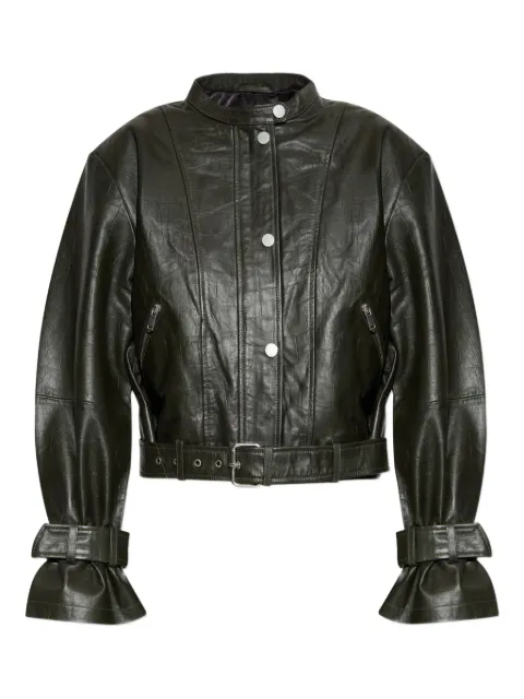 Gestuz buckle-detail leather jacket Green 10910734