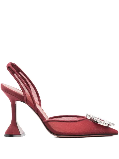 Amina Muaddi 95mm Begum embellished slingback pumps Red BEGUMMESHSLING95