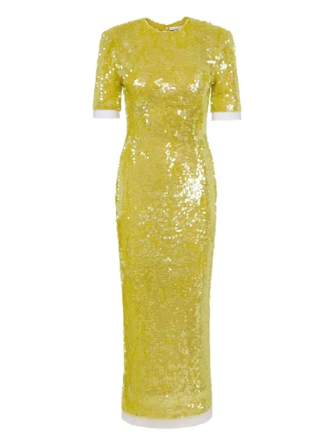 Rachel Gilbert Kaia sequin sleeve dress Yellow 26RRG62297LIM