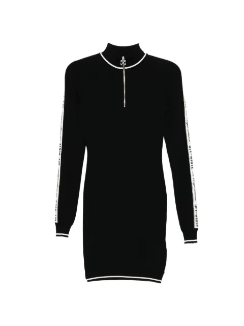 Off-White logo tape long-sleeved dress Black OWHI12NF25KNI0011001