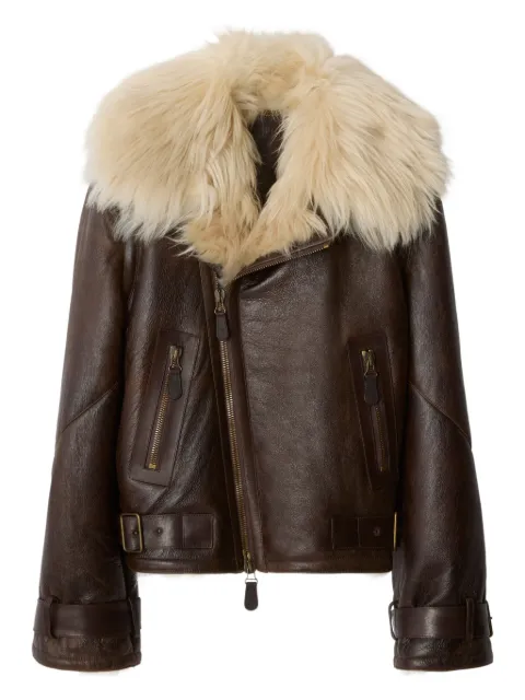 Burberry cropped shearling pilot jacket Brown 8116230