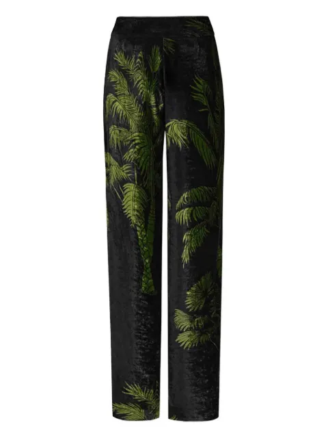 Johanna Ortiz palm-tree print trousers Black PT03283