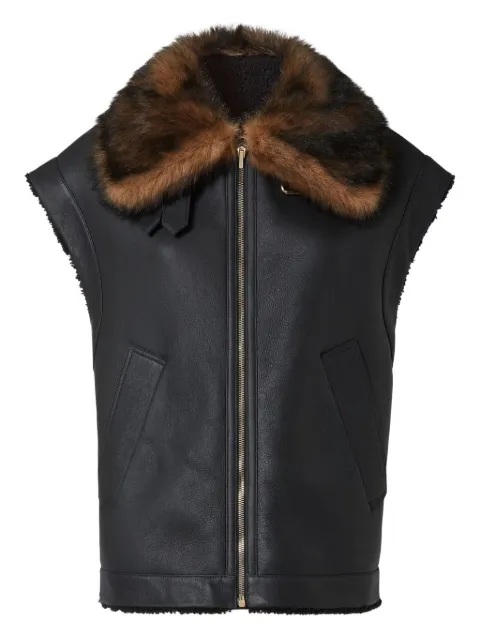 FENDI fur-collar zip gilet Black FM5434AHBD