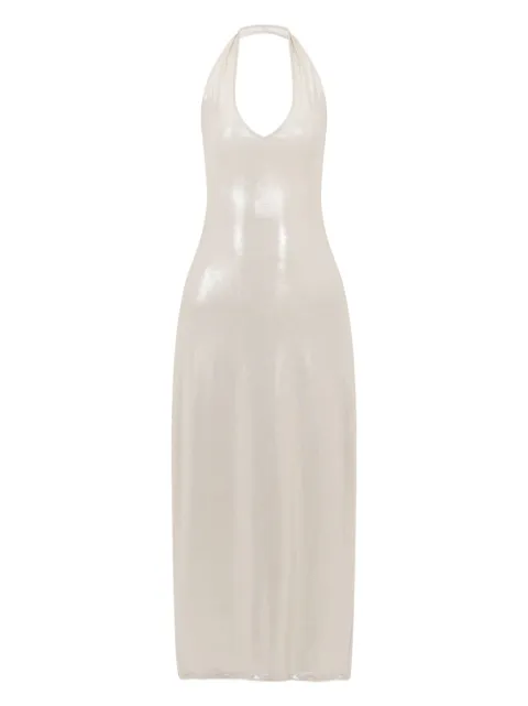 SANA OSMANI Ilisa midi dress White ILLISALONGMETALLICGOLD