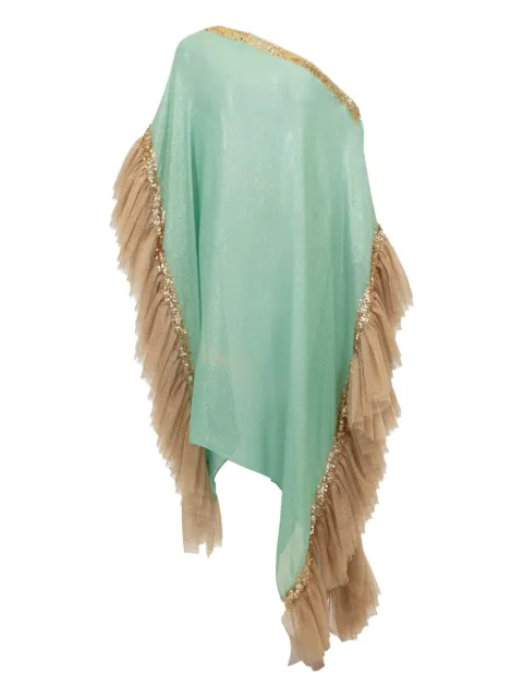 SANA OSMANI Mirma sequin ruffled kaftan Green MIRMAAQUA
