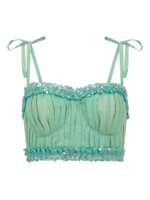 SANA OSMANI Agor sequin tie-strap top Green AGORAQUA