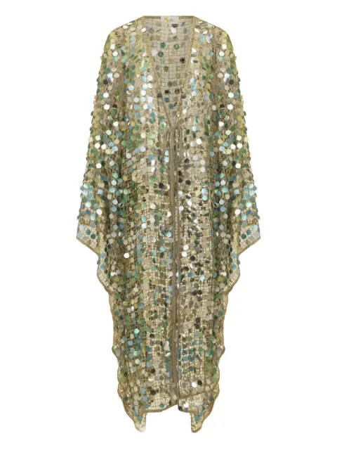 SANA OSMANI Yasmin sequin-embellished cape Neutrals YASMINEOCEAN