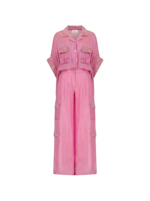 SANA OSMANI Sage cargo-pockets trousers set Pink SAGEFUCHSIA