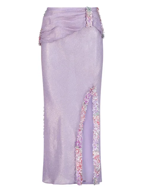 SANA OSMANI Delta ruched floral maxi skirt Purple DELTALILACGELATO