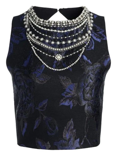 alice + olivia Cherra pearl-embellished top Black CC509N82025A001
