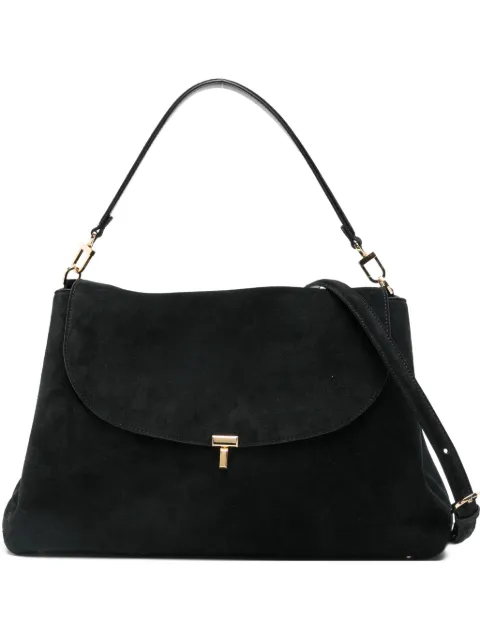TOTEME T-Lock suede satchel bag Black 261WAL0096LE0004