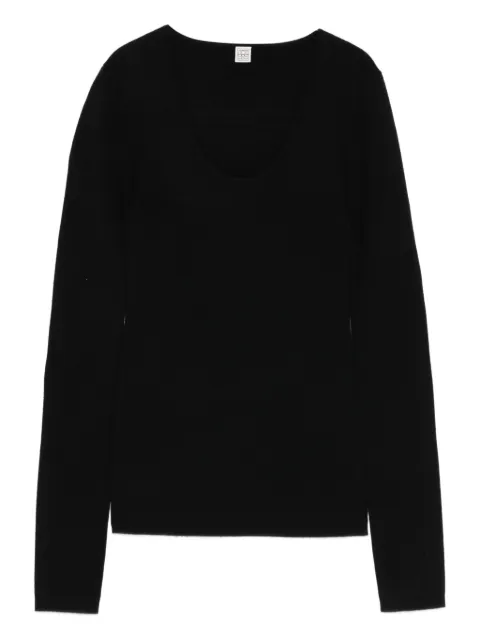 TOTEME scoop-neck long-sleeve sweater Black 254WRT0571YA0128001