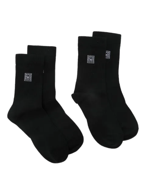 TOTEME monogram-embroidered socks (pack of two) Black 241WSG1579YA0049001