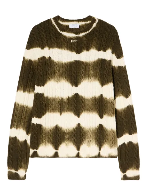 Off-White cable-knit tie-dye crewneck Green OMHE20MF25KNI001580B