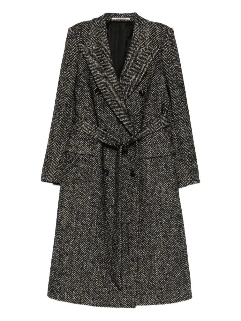 Tagliatore herringbone double-breasted coat Black JOLE340218