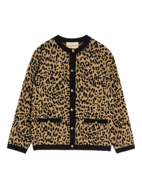 Valentino Garavani animal-print wool cardigan Neutrals BKE04TA2F