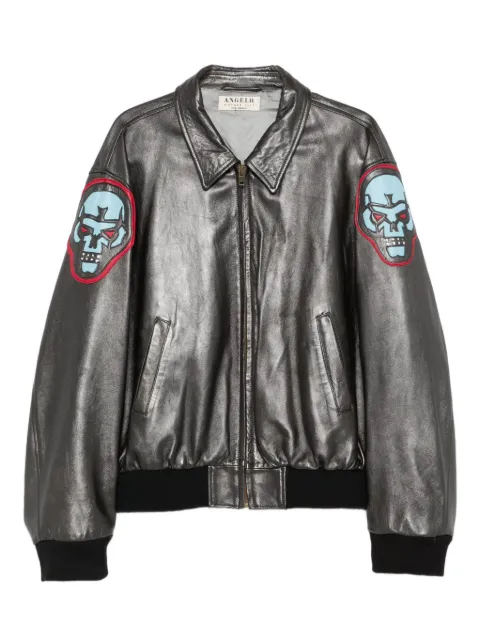 A.N.G.E.L.O. Vintage Cult 2000s skull-motif leather jacket Brown AN900NK