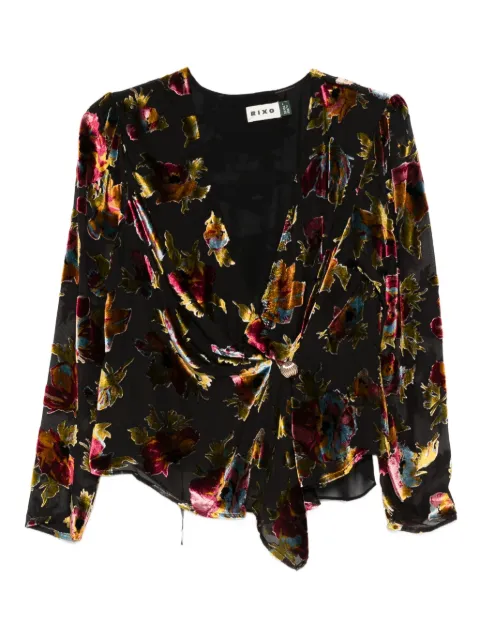 Rixo Everlyn floral knot top Black 0551242506970EVERLYN