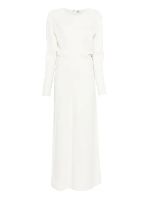 TOTEME long-sleeve slouch waist dress macadamia White 261WRD4592FB0577070