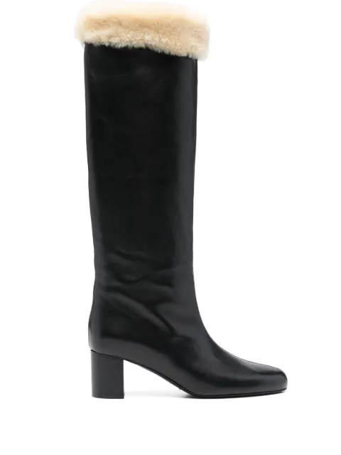 TOTEME Downtown shearling-trim knee-high boots Black 261WAS0289LE0210357