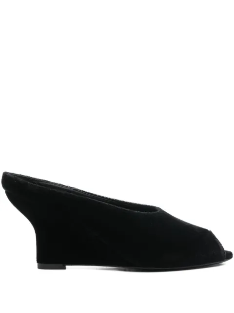 TOTEME peep-toe velvet wedge mules Black 261WAS0280FB0420001