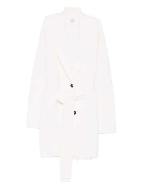 TOTEME shawl-lapel belted knitted coat Neutrals 261WRT0699YA0008116